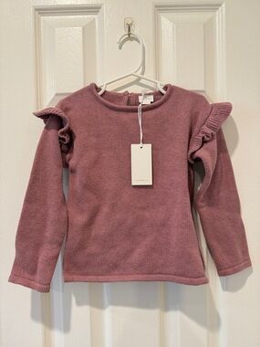 NWT Jamie Kay Ruffled Shoulder Knit Sweater, Size 3Y
